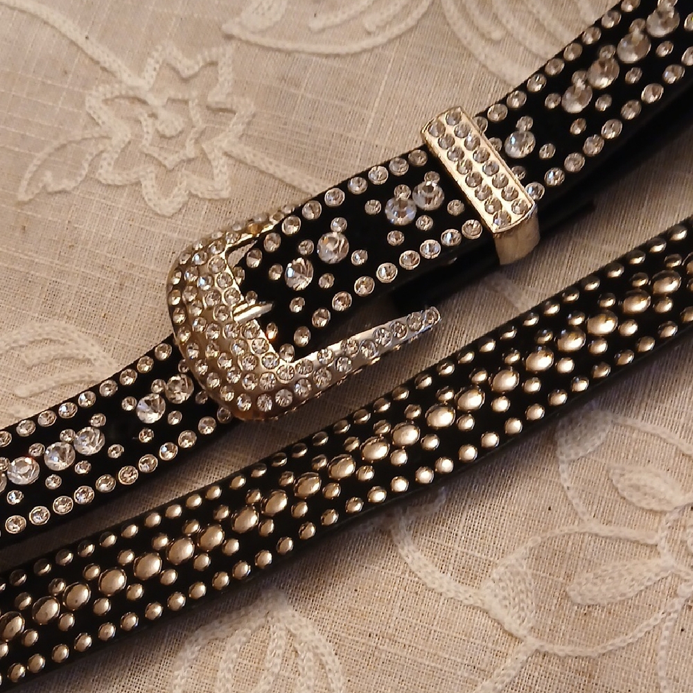 Chic Black and SILVER Rhinestone Belt